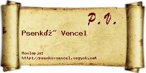 Psenkó Vencel névjegykártya